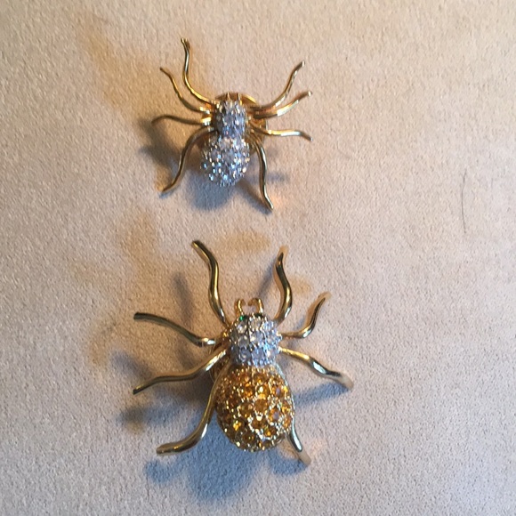 Jewelry - FUN Pair of Crystal Spider Pins Jewelry - FUN Pair of Crystal Spider Pins